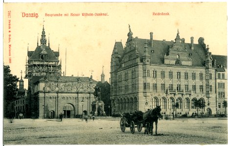 07917-Danzig-1906-Hauptwache mit Kaiser-Wilhelm-Denkmal, Reichsbank-Brück & Sohn Kunstverlag