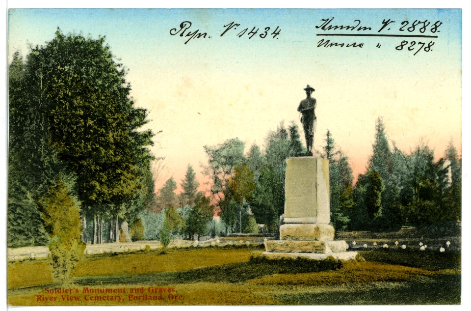 08278-Portland, Ore.-1906-Soldiers Monument and Graves, River View Cemetary-Brück & Sohn Kunstverlag