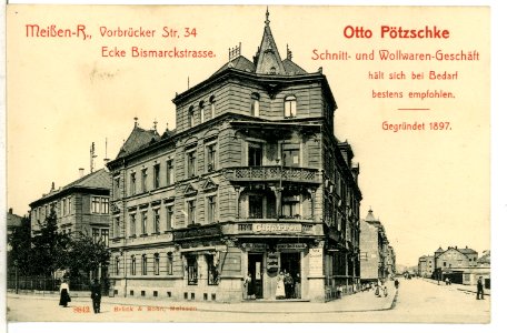 08842-Meißen-1907-Vorbrücker Straße 34 - Ecke Bismarckstraße-Brück & Sohn Kunstverlag