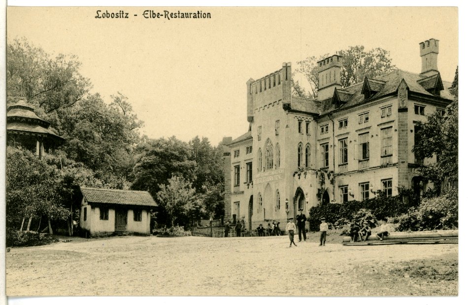 09228-Lobositz-1907-Elbe- Restauration-Brück & Sohn Kunstverlag