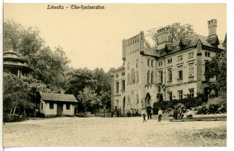 09228-Lobositz-1907-Elbe- Restauration-Brück & Sohn Kunstverlag