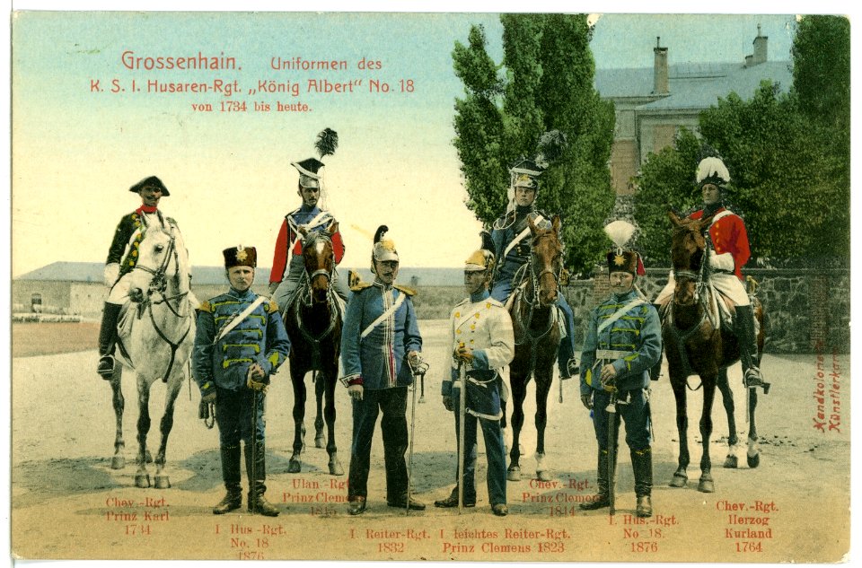 09382-Großenhain-1907-Uniformen des Königlich Sächsischen Husaren-Regiments-Brück & Sohn Kunstverlag