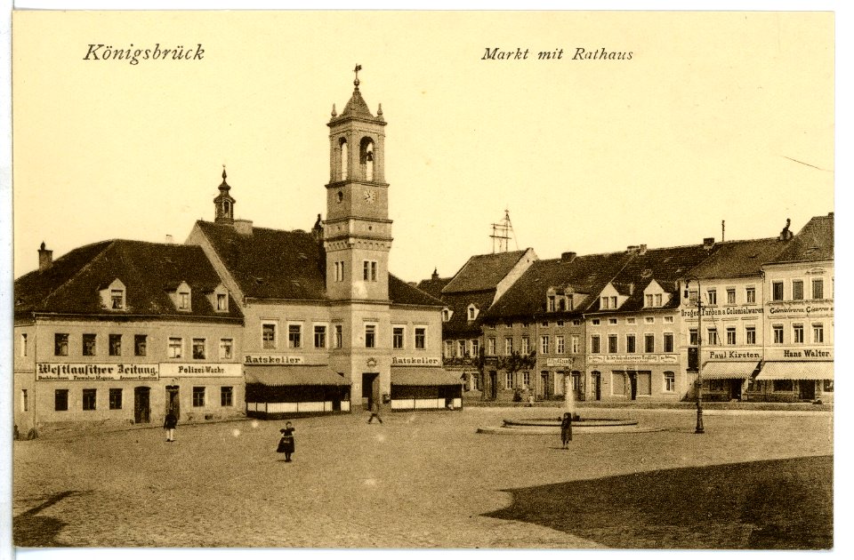 08943-Königsbrück-1907-Markt mit Rathaus-Brück & Sohn Kunstverlag