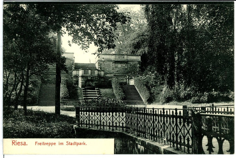 07936-Riesa-1906-Freitreppe im Stadtpark-Brück & Sohn Kunstverlag