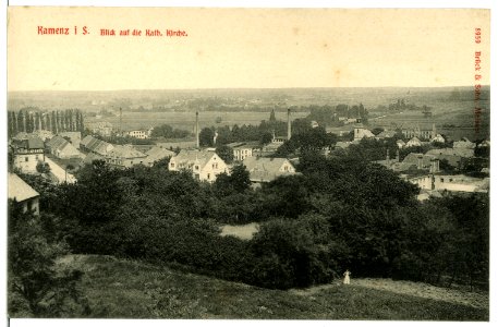08959-Kamenz-1907-Blick auf die Katholische Kirche-Brück & Sohn Kunstverlag