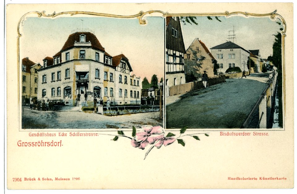07904-Großröhrsdorf-1906-Bischofswerdaer Straße - Ecke Schillerstraße-Brück & Sohn Kunstverlag