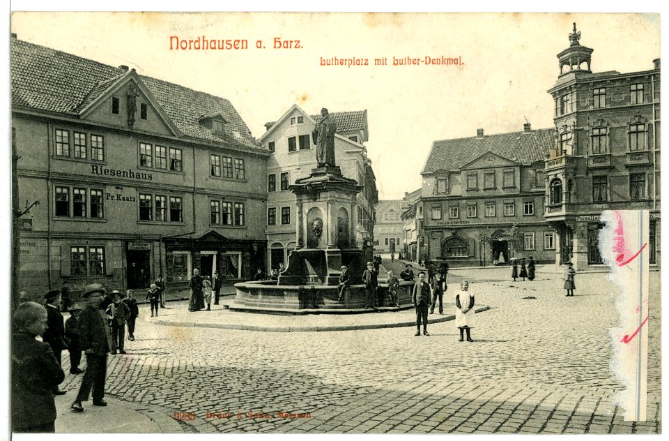 09283-Nordhausen-1907-Lutherplatz mit Lutherdenkmal-Brück & Sohn Kunstverlag