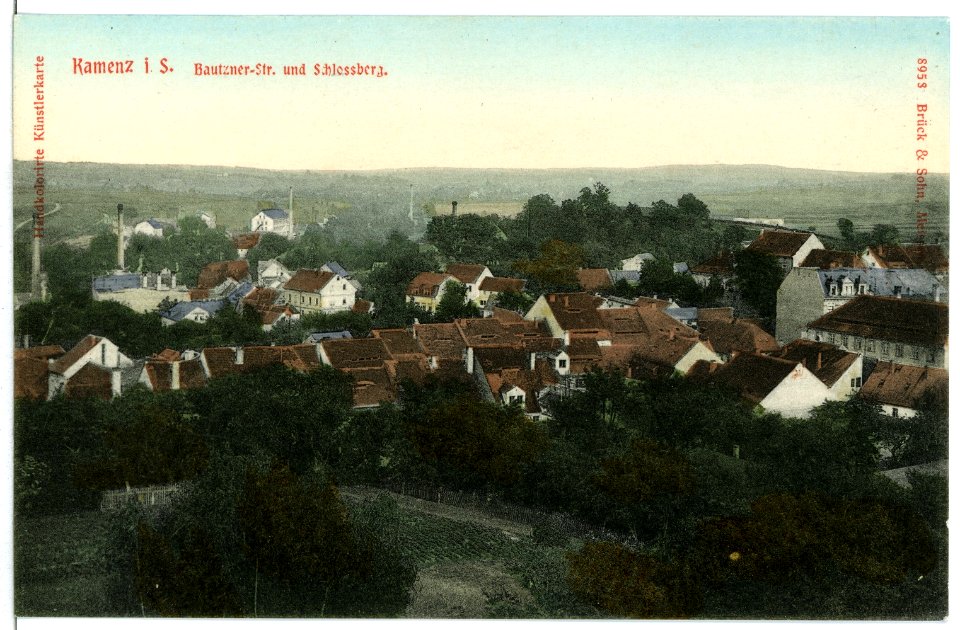 08958-Kamenz-1907-Bautzener Straße und Schloßberg-Brück & Sohn Kunstverlag