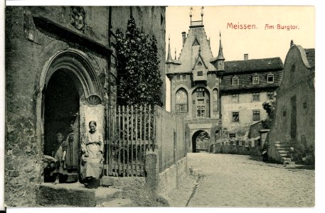 09308-Meißen-1907-Am Burglehen - Blick zum Burgtor-Brück & Sohn Kunstverlag