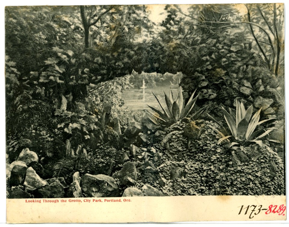 08289-Portland, Ore.-1906-Looking through the Grotto. City Park-Brück & Sohn Kunstverlag