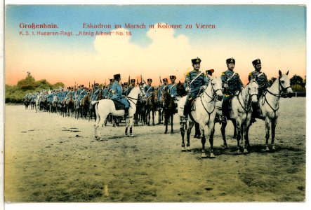 09375-Großenhain-1907-Kolonne zu Vieren - Husaren-Regiment Nr. 18-Brück & Sohn Kunstverlag