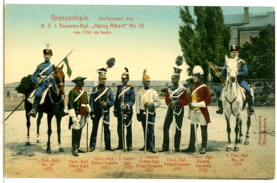 09381-Großenhain-1907-Uniformen des Königlich Sächsischen Husaren-Regiments-Brück & Sohn Kunstverlag