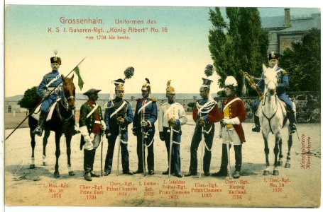 09381-Großenhain-1907-Uniformen des Königlich Sächsischen Husaren-Regiments-Brück & Sohn Kunstverlag