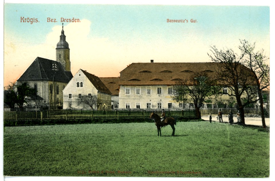 08713-Krögis-1907-Kirche und Gut Bennewitz-Brück & Sohn Kunstverlag