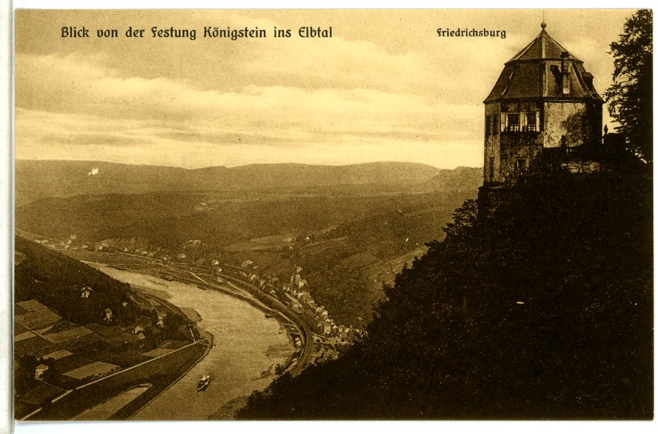 08527-Königstein-1907-Festung - Friedrichsburg, Blicl ins Elbtal-Brück & Sohn Kunstverlag