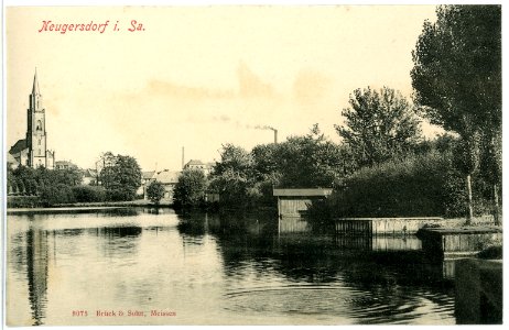 08075-Neugersdorf-1906-Kirche und Teich-Brück & Sohn Kunstverlag
