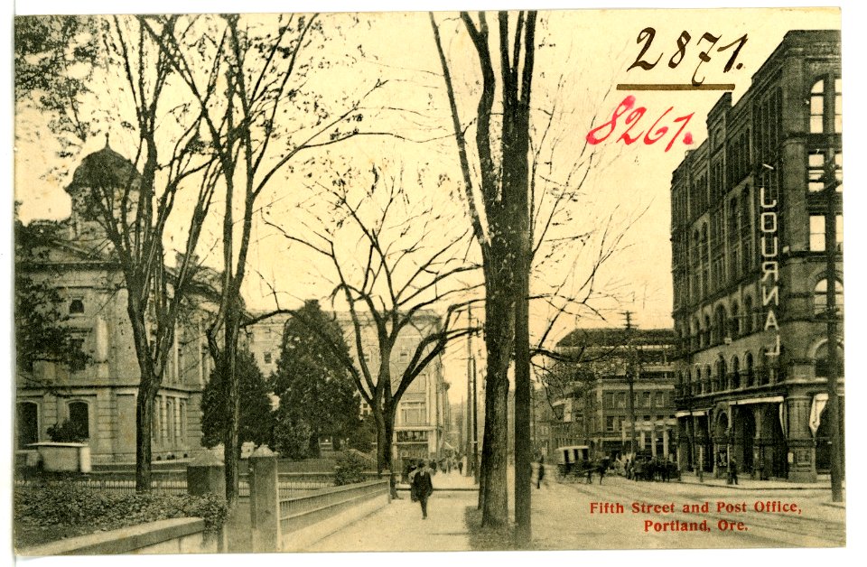 08261-Portland, Ore.-1906-Fifth Street and Post Office-Brück & Sohn Kunstverlag