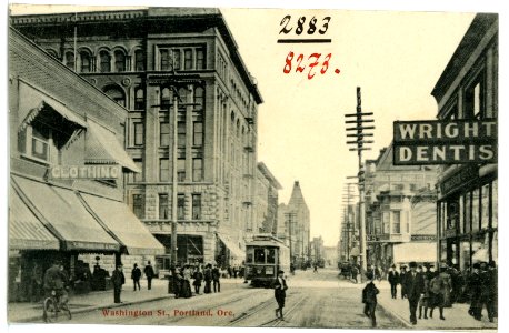 08273-Portland, Ore.-1906-Washington Street - mit Straßenbahn-Brück & Sohn Kunstverlag