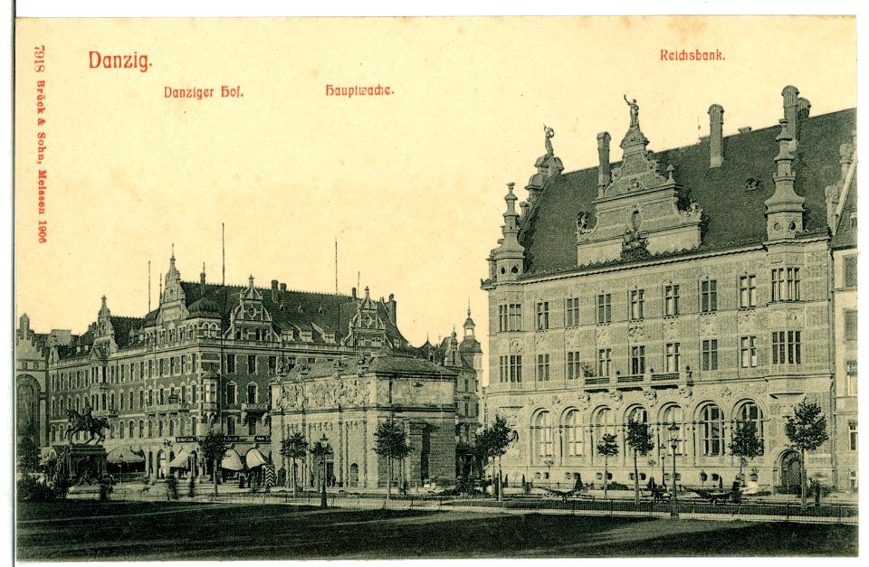 07918-Danzig-1906-Reichsbank, Hauptwache, Danziger Hof-Brück & Sohn Kunstverlag