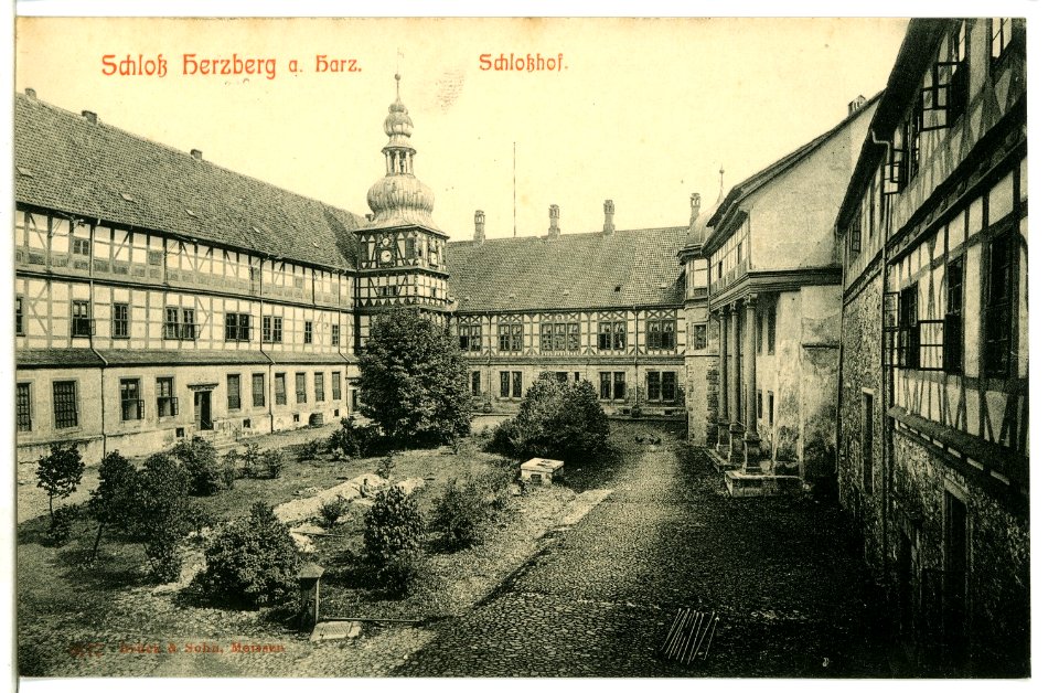 09177-Bad Herzberg-1907-Schloßhof-Brück & Sohn Kunstverlag