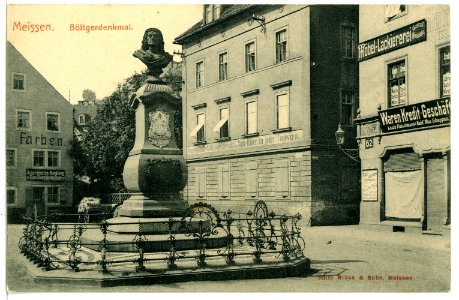 09309-Meißen-1907-Böttgerdenkmal (Neugasse-Kerbe)-Brück & Sohn Kunstverlag
