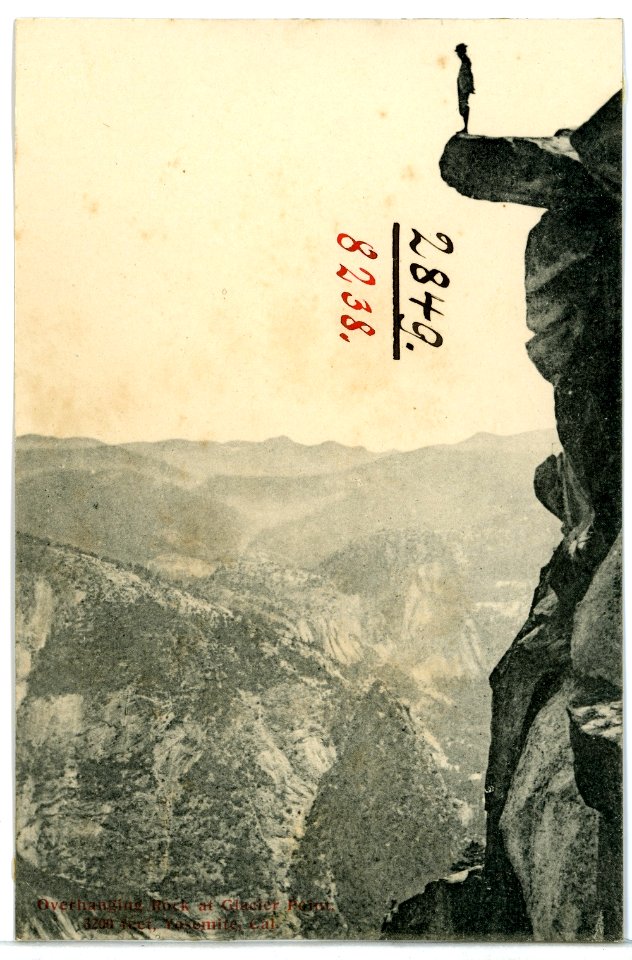 08238-Yosemite-1906-Overhanging Rock at Glacier Point-Brück & Sohn Kunstverlag
