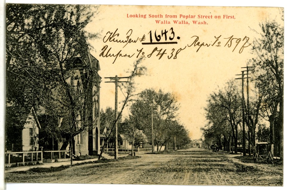 08438-Walla Walla-1906-Looking South from Poplar Street on First-Brück & Sohn Kunstverlag
