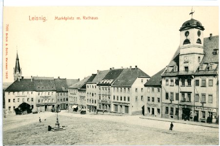 07968-Leisnig-1906-Marktplatz mit Rathaus-Brück & Sohn Kunstverlag