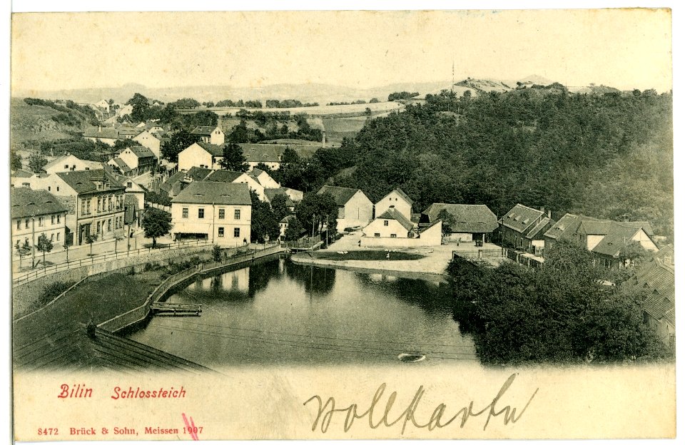 08472-Bilin-1907-Schloßteich-Brück & Sohn Kunstverlag