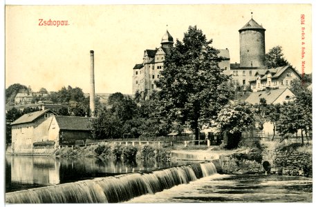 08534-Zschopau-1907-Zschopauwehr und Schloß-Brück & Sohn Kunstverlag