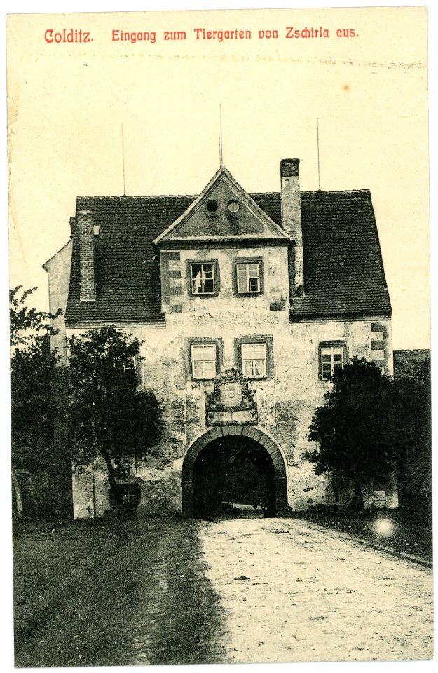 06441-Colditz-1905-Eingang zum Tiergarten von Zschirla aus-Brück & Sohn Kunstverlag