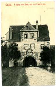 06441-Colditz-1905-Eingang zum Tiergarten von Zschirla aus-Brück & Sohn Kunstverlag