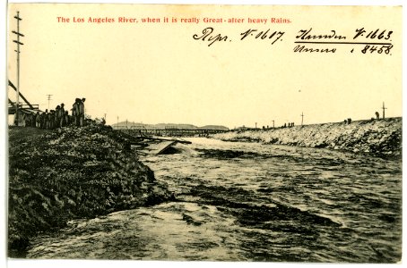 08458-Kalifornien-1906-The Los Angeles River, when it is really great-after heavy rains-Brück & Sohn Kunstverlag