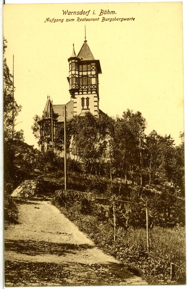 06472-Warnsdorf-1905-Aufgang zum Restaurant Burgbergwarte-Brück & Sohn Kunstverlag