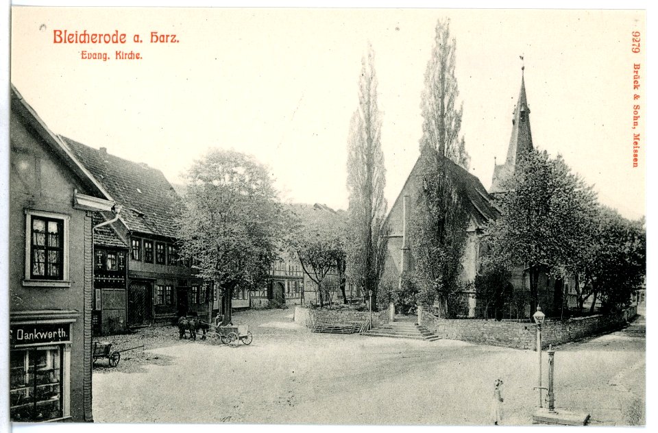 09279-Bleicherode-1907-Evangelische Kirche-Brück & Sohn Kunstverlag