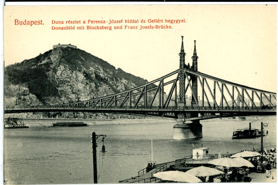 07914-Budapest-1906-Donau mit Blocksberg und Josefsbrücke-Brück & Sohn Kunstverlag