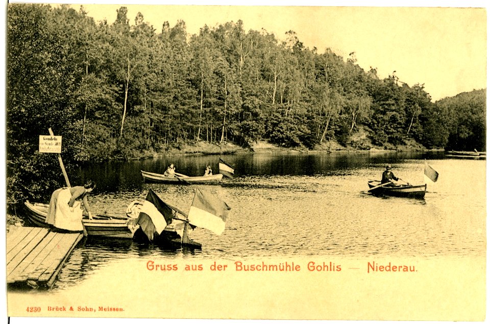 04230-Niederau-1903-Buschmühle mit Ruderkähnen-Brück & Sohn Kunstverlag