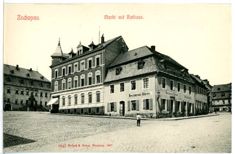 08547-Zschopau-1907-Markt mit Rathaus-Brück & Sohn Kunstverlag