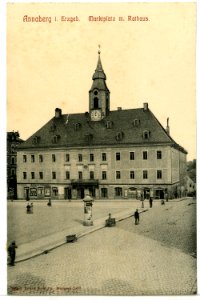 08642-Annaberg-1907-Marktplatz mit Rathaus-Brück & Sohn Kunstverlag