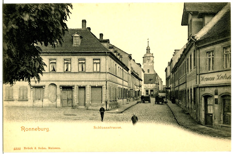 04222-Ronneburg-1903-Schloßstraße mit Pferdefuhrwerken-Brück & Sohn Kunstverlag