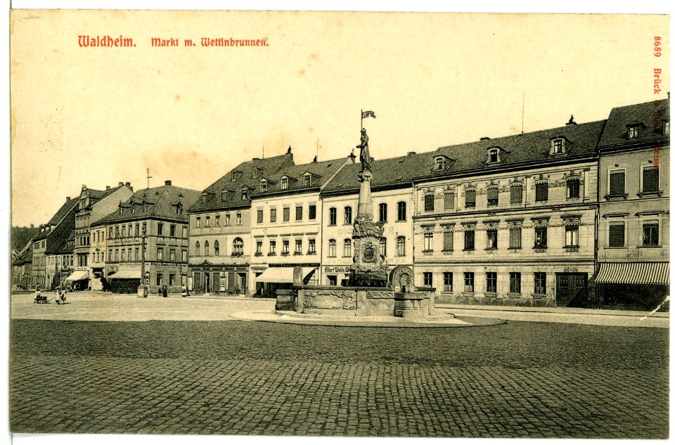 08689-Waldheim-1907-Markt mit Wettinbrunnen-Brück & Sohn Kunstverlag