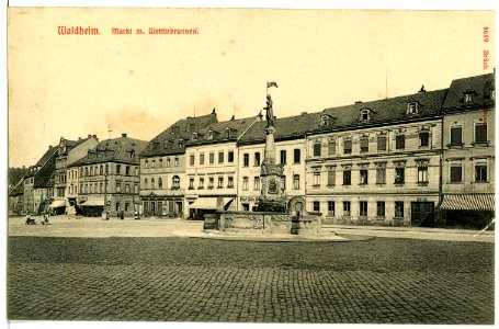 08689-Waldheim-1907-Markt mit Wettinbrunnen-Brück & Sohn Kunstverlag