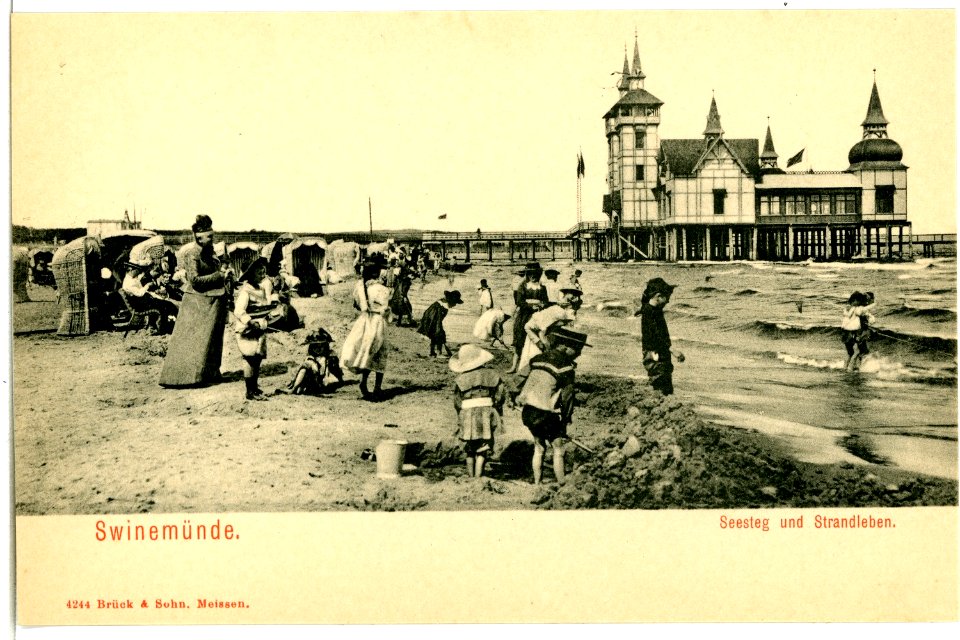 04244-Swinemünde-1903-Seesteg und Strandleben-Brück & Sohn Kunstverlag