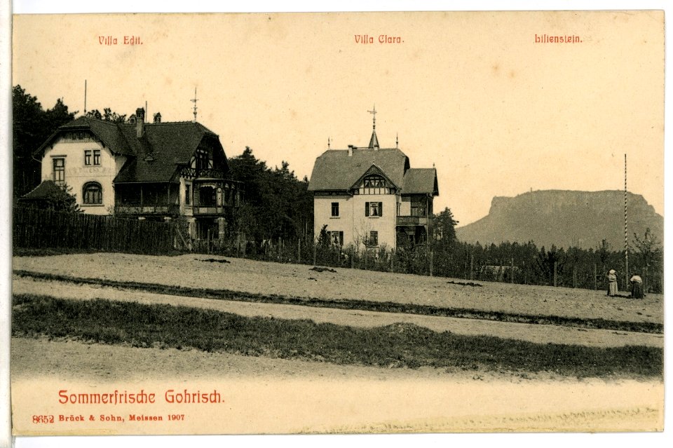 08652-Gohrisch-1907-Villa Edit, Villa Clara und Blick zum Lilienstein-Brück & Sohn Kunstverlag