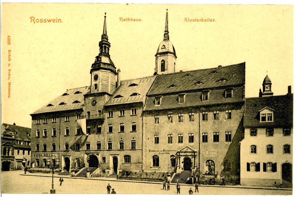 04208-Roßwein-1903-Rathaus, Klosterkeller-Brück & Sohn Kunstverlag