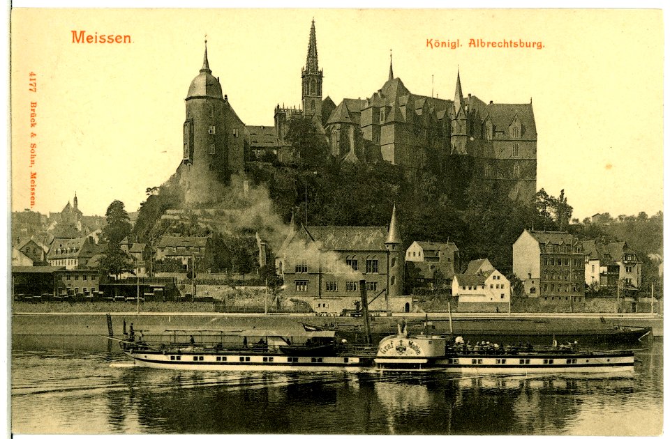 04177-Meißen-1903-Albrechtsburg mit Dampfer Graf Moltke-Brück & Sohn Kunstverlag