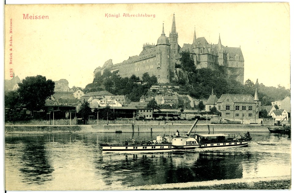 04178-Meißen-1903-Albrechtsburg mit Dampfer Bohemia-Brück & Sohn Kunstverlag
