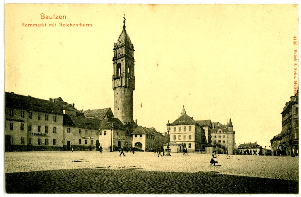 04136-Bautzen-1903-Kornmarkt mit Reichenturm-Brück & Sohn Kunstverlag