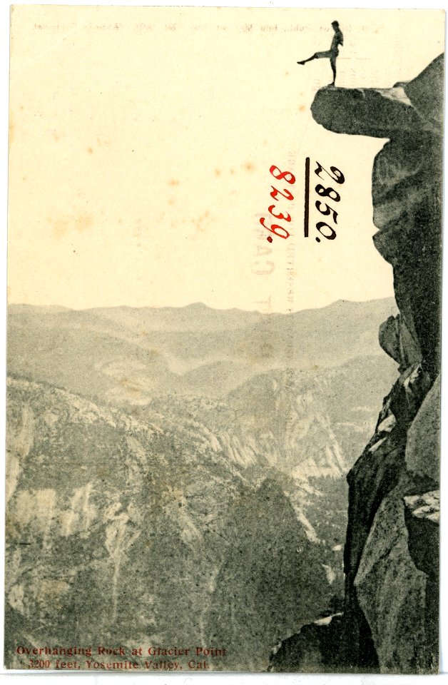 08239-Yosemite-1906-Overhanging Rock at Glacier Point-Brück & Sohn Kunstverlag