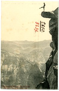 08239-Yosemite-1906-Overhanging Rock at Glacier Point-Brück & Sohn Kunstverlag